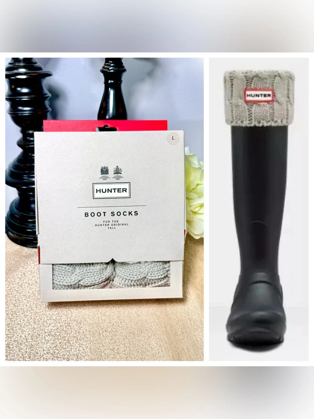 NWT Hunter Cable Knit Cuff Tall Boot Socks